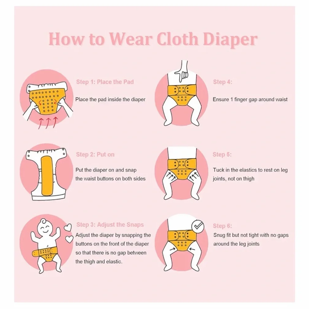 babygoal Cloth Diapers 6 Pack+6pcs Rayon from Bamboo Inserts+Wet Bag,toddler